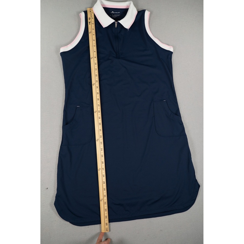 Peter Millar Womens Sleeveless Golf Dress Navy Pink Trim Large UPF 50+ Preppy - Picture 4 of 6